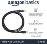 Amazon Basics USB 2.0 Cable, USB-A to USB-B, for Printer or External Hard Drive, Connect to Computer/Laptop/PC, 480 Mbps Transfer Speed, Gold-Plated Connectors, 6 Foot, Black - Image 3