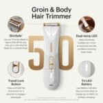 MANSCAPED® The Lawn Mower® 5.0 Ultra Men's & Women's Groin & Body Hair Trimmer – Dual-Head SkinSafe® Trimmer & Foil Blades, Waterproof Wet/Dry Groomer, USB-C Rechargeable with Travel Case, White - Image 3