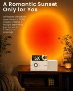 GoldJoy 7 in 1 Bluetooth Speaker Wireless Charging Station for Home Gift | Sound with Punchy Bass, Sunset Lamp & White Noise for Sleep, Smart Flip-Up LCD Display, Clock Syncs Phone's Time and Date - Image 6