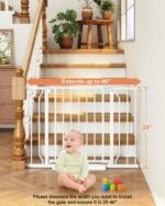 Baby Gate No Drilling, 29"-40" Dog Gate Indoor for Stairs & Doorways | Auto Close, Pressure Mounted Adjustable Pet Gate Indoor, Easy Walk Through Child Gate for Baby & Pet Stroller Friendly, White - Image 3