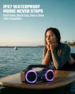 OZJ Bluetooth Speaker Outdoor Loud: 80W(Peak) with Bass, Portable Wireless Speaker with IPX7 Waterproof, 20H Playtime, RGB Lights, TWS for Outside, Beach, Work (Black) - Image 6