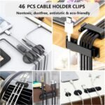 N NOROCME 192 PCS Cable Management Kit 4 Wire Organizer Sleeve,11 Cable Holder,35Cord Clips 10+2 Roll Cable Organizer Straps and 100 Fastening Cable Ties for Computer TV Under Desk, black,clear - Image 3