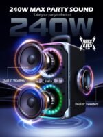 Party Bluetooth Speaker - 240W Peak Loud Speaker, Dazzling Light Show, Deep Bass, IPX4 Waterproof, 15H Battery, TWS Pairing, BT 5.3 Wireless, Portable for Home/Outdoor/Beach/Pool Party - Image 3