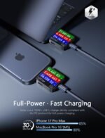 LISEN USB C to USB C Cable, 240W Fast Charging Type C Charger Cord (6.6FT) | 2-Pack, Midnight | USBC Cable for iPhone 17/16/15 Pro Max, iPad Pro/Air, MacBook Pro/Air, Samsung Galaxy S26 Ultra, Laptop - Image 4