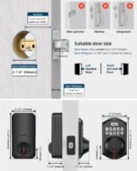 TEEHO TE001 Keyless Entry Deadbolt with Keypad for Front Door, Matte Black | ANSI Grade 3 Security, 20 User Codes, Low Battery Alert, IP54 Waterproof, One Touch Lock, Anti-Peep Password & 2 Backup Keys - Image 7