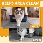 Pieviev Cat Litter Mat, Double-Layer Waterproof Litter Trap, 24" x 15" Gray | Honeycomb Design Catches Scattered Particles to Stop Tracking, Urineproof Base Protects Floors, Easy to Clean - Image 6