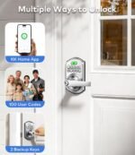 TEEHO TE019 Smart Keypad Door Lock with Handle for Front Door, Satin Nickel | App & Keyless Entry, Great for Rentals, ANSI Grade 3 Security, IP55 Weatherproof, Auto-Lock,Low Power Alerts, Easy Install - Image 3
