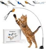 Whiskertons Interactive Bird Simulation Cat Toy Set, Interactive Cat Toys for Indoor Cats, Cat Feather Toy, Self-Holding Suction Base, 5 Replacement Birds, Feathers & Bells, Realistic Bird Impression - Image 2