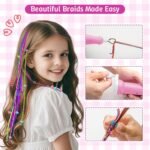 DIY Hair Salon Toys for Girls, Hair Gem Stamper Kit And Hair Rope Braider, Bling Hair Jewels Styling Tool with Glitter Diamonds Comb Beads Accessories Christmas Birthday Gifts for Girl 3 4 5 6 7 8-12 - Image 4
