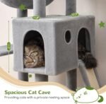 Globlazer Heavy Duty Cat Tree, 70 inch Sturdy Cat Tree for Indoor Cats Extra Large Cat Tower with Scratching Post, Hammock, Cat Condo for Adult Cats Kittens, F70 Pro, Light Grey - Image 5