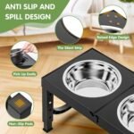 XIAZ Elevated Dog Bowls Large Breed Raised Dogs Bowl Stand Large/Medium Sized Dog Stainless Steel Food Water Bowl Stands 5 Heights Adjustable 9/11/12/14in Black Pet Feeder Dish Station - Image 5