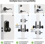 Veise VE018 Smart Knob Handle Lock - Fingerprint, App Control, Keyless Entry for Front Door and Bedroom, Electronic Digital Keypad, Auto Lock, Remote Access Sharing, Easy Installation, Matte Black - Image 10