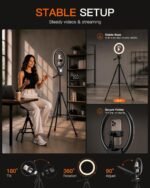 Sensyne Ring Light with Stand, 50" Phone Tripod for iPhone & Android, LED Ring Light with Remote, 3 Color Modes & 10 Brightness Levels for TikTok, Zoom & Video Recording - Image 8