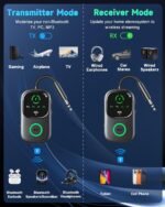 LED Display 2 in 1 Bluetooth 6.0 Transmitter Receiver 3.5mm AUX Jack RCA Wireless Audio Adapter Dongle for Airpods Headphones TV Airplane Flight Car Speaker Home Stereo, Dual Pairing & Handsfree Call - Image 3