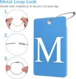 Gostwo 2 Pack Initial Luggage Tags for Suitcases Airplane Travel Essentials | 26 Initial Letter Baggage Identification Labels ID Tag Fully Bendable Tags with Stainless Steel Loop (Blue) (Letter M) - Image 4