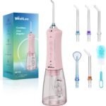 WellLeo Water Flossers for Teeth, 300ML Cordless Oral Irrigator Rechargeable Dental Flosser Picks with 5 Modes 5 Jet Tips,IPX7 Waterproof Teeth Cleaner for Braces Gum Care, Home Travel Use - Image 2