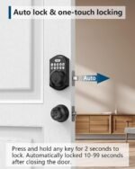 TEEHO TE001 Keyless Entry Deadbolt with Keypad for Front Door, Matte Black | ANSI Grade 3 Security, 20 User Codes, Low Battery Alert, IP54 Waterproof, One Touch Lock, Anti-Peep Password & 2 Backup Keys - Image 4