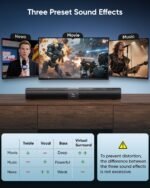 Saiyin 24" Sound Bar, Center-Channel Surround Soundbar System for Smart TV | Detachable Design, Supports TV-ARC/Optical, AUX/Bluetooth 5.3 Input, Compatible with Fire TV Remote, Wall-mountable - Image 7