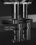 HUANUO FlowLift™ Dual Monitor Stand, Fully Adjustable Gaming Monitor Desk Mount for 13–32″ Computer Screens, Full Motion VESA 75x75/100x100 with C-Clamp & Grommet Base, Each Arm Holds 4.4 to 19.8 lbs - Image 5