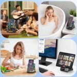 Wireless Induction Speaker 5-in-1 Bluetooth Speaker with Phone Stand,Stereo Sound, 3500mAh Rechargeable, 8 RGB Ambient Light, 360° Adjustable Holder for iPhone/Android/iPad,Gifts for Men Women (Black) - Image 9