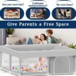 Baby Playpen with Mat, 50x50 Inch Playpen with Mat Waterproof for Babies and Toddlers Play Pen Playards Safety Gate Fence Active Center Indoor - Image 3