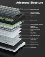 AULA F75 Pro Wireless Mechanical Keyboard,75% Hot Swappable Custom Keyboard with Knob,RGB Backlit,Pre-lubed Reaper Switches,Side Printed PBT Keycaps,2.4GHz/USB-C/BT5.0 Mechanical Gaming Keyboards - Image 5