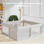 Hiaksedt Baby Playpen 50x50 Inch, Play Pens for Babies and Toddlers | Baby Fence for Indoor & Outdoor, Sturdy Safety Play Yard with Soft Breathable Mesh, Anti-Fall, Grey - Image 7