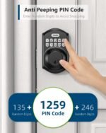 TEEHO TE001 Keyless Entry Deadbolt with Keypad for Front Door, Matte Black | ANSI Grade 3 Security, 20 User Codes, Low Battery Alert, IP54 Waterproof, One Touch Lock, Anti-Peep Password & 2 Backup Keys - Image 8