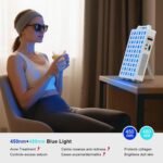 Blue/Yellow Light Therapy, 450/480/590nm 3 Wavelengths Blue Yellow Light Device with 60 Dual Chip Clinical Grade LEDs, Remote Control, Timer for Face, Body, Improve Skin, BO-300 (White) - Image 4