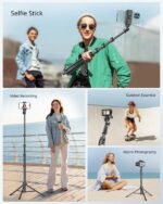 SENSYNE 62" Phone Tripod for iPhone, Extendable Selfie Stick Tripod Stand with Wireless Remote and Phone Holder, Cell Phone Tripod for Video Recording, Compatible with iPhone Android - Image 5
