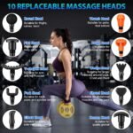 TOLOCO Massage Gun, Deep Tissue Back Massage for Athletes for Pain Relief, Percussion Massager with 10 Massages Heads & Silent Brushless Motor, Fathers Day Dad Gifts, Carbon - Image 5