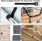 N NOROCME 192 PCS Cable Management Kit 4 Wire Organizer Sleeve,11 Cable Holder,35Cord Clips 10+2 Roll Cable Organizer Straps and 100 Fastening Cable Ties for Computer TV Under Desk, black,clear - Image 9