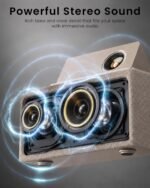 GoldJoy 7 in 1 Bluetooth Speaker Wireless Charging Station for Home Gift | Sound with Punchy Bass, Sunset Lamp & White Noise for Sleep, Smart Flip-Up LCD Display, Clock Syncs Phone's Time and Date - Image 4