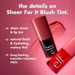 e.l.f. Sheer For It Blush Tint, Multi-Use, Long-Lasting Lip & Cheek Makeup, Creates A Natural Flush Finish, Vegan & Cruelty-Free, Cherry Cola - Image 3