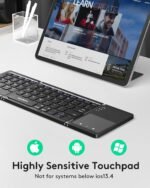 Samsers Foldable Bluetooth Keyboard with Touchpad - Portable Wireless Keyboard with Holder, Rechargeable Full Size Ultra Slim Pocket Folding Keyboards for Android Windows iOS Tablet & Laptop - Black - Image 4