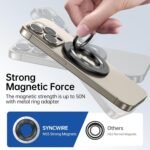 SYNCWIRE for MagSafe Phone Grip, Magnetic Phone Ring Holder Stand Kickstand | 360° Rotation, Double-Sided Magnet, Cell Phone Grip Finger Holder, for iPhone 17 16 15 14 13 12 Pro Max, MagSafe Accessories - Image 6
