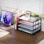 gianotter 4-Tier Paper Organizer With Magazine Holder, Desk Organizers and Accessories, Desk Accessories & Workspace Organizers, File Organizer for Office Supplies Storag (Black, 4-Tier) - Image 5