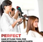 Professional Ionic Salon Hair Dryer, 2200 Watt Powerful AC Motor Ceramic Tourmaline Ion Blow Dryer, Quiet Hair Dryers with Diffuser & 2 Concentrator Nozzle Attachments Black/Red - Image 4