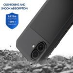 for iPhone 16 Metal Case 6.1",Heavy Duty Shockproof Aluminum Alloy Tough Armour Military Grade Phone Case,360 Full Body Protective Cover with Silicone Built-in Screen Protector - Black - Image 5