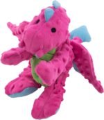 goDog Dragons Squeaky Plush Dog Toy with Chew Guard Technology, Durable Fabric & Squeaker for Active Play, Pink, Large - Image 2