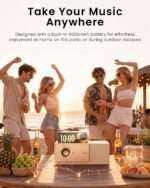 GoldJoy 7 in 1 Bluetooth Speaker Wireless Charging Station for Home Gift | Sound with Punchy Bass, Sunset Lamp & White Noise for Sleep, Smart Flip-Up LCD Display, Clock Syncs Phone's Time and Date - Image 9