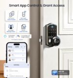 Veise VE018 Smart Knob Handle Lock - Fingerprint, App Control, Keyless Entry for Front Door and Bedroom, Electronic Digital Keypad, Auto Lock, Remote Access Sharing, Easy Installation, Matte Black - Image 4
