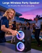 YIER Party Bluetooth Speaker:80W Peak Large Stereo Sound for Outdoor,Deep Bass,TWS,Loud with Lights,Portabe Wireless Big Speakers with Long Playtime,House,Projector,Movie - Image 3