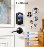 Veise KS02A Fingerprint Door Lock, Keypad Deadbolt, Matte Black | Keyless Entry, AI Fingerprint, 20 Codes, Auto Lock, Anti-Peeping Code, IP54 Waterproof, Electronic Deadbolt for Front Door - Image 4