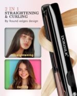 DORISILK 500 Degree High Temp Professional Hair Straightener，30s Fast Heating Ceramic Flat Iron ，2 in 1 Hair Straightener and Curler，Plasma Flat Iron Get Frizz-Free ，Dual Voltage for Travel Using - Image 3