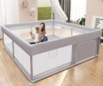 Hiaksedt Baby Playpen 50x50 Inch, Play Pens for Babies and Toddlers | Baby Fence for Indoor & Outdoor, Sturdy Safety Play Yard with Soft Breathable Mesh, Anti-Fall, Grey - Image 2