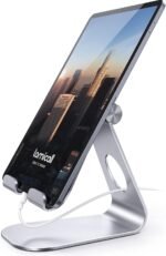 Lamicall S1 Tablet Stand, Adjustable Tablet Holder - Desktop Stand Dock Holder for 4-13" Tablet, iPad Pro 11, 9.7, 10.5, 12.9 Air Mini, Kindle, Tab, Switch, Viral Podcast Video Office Desk Accessories - Image 2
