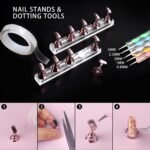 Teenitor 4 Boxes Nail Charms and Gems Set, Nail Rhinestones Nail Kit with Nail Art Brushes Nail Stand, Nail Gems Nail Design Tools with 15pcs Nail Stickers, Gold Nail Pearls for Women Nail Decorations - Image 4