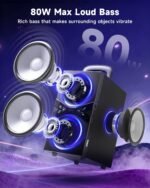 YIER Party Bluetooth Speaker:80W Peak Large Stereo Sound for Outdoor,Deep Bass,TWS,Loud with Lights,Portabe Wireless Big Speakers with Long Playtime,House,Projector,Movie - Image 4