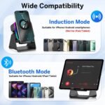 Wireless Induction Speaker 5-in-1 Bluetooth Speaker with Phone Stand,Stereo Sound, 3500mAh Rechargeable, 8 RGB Ambient Light, 360° Adjustable Holder for iPhone/Android/iPad,Gifts for Men Women (Black) - Image 8
